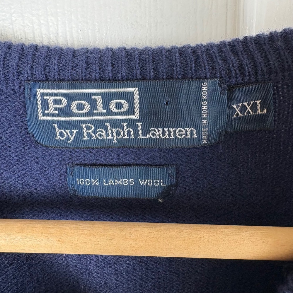Polo Ralph Lauren Sweater Vest XXL Blue 100% Wool Preppy Academia Grandpa Luxury - Picture 3 of 6